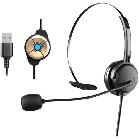 Casque Usb Filaire Avec Micro Antibruit Et Commandes Audio Mono