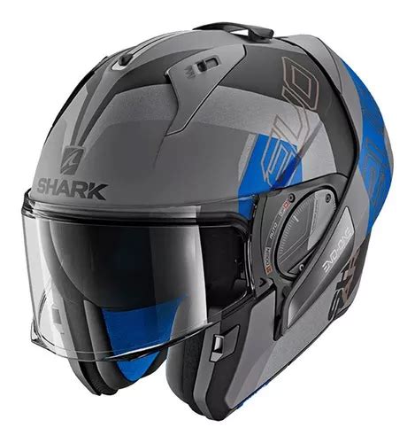 Capacete Shark Evo One V Slasher Fosco Cor Cinza Escuro Azul Tamanho