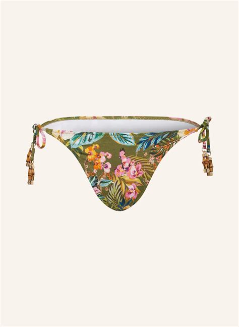 Watercult Triangel Bikini Hose SUNSET FLORALS In Oliv Orange