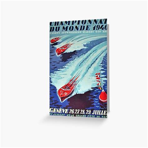 Vintage Champion Boat Racing Poster Greeting Card By Bohokitty