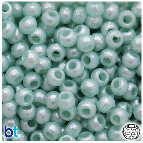 Beadtin Light Caribbean Pearl Mm Faceted Barrel Plastic Pony Beads