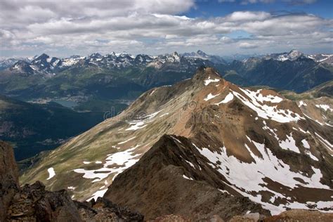 View of Swiss Alps in Summer Stock Photo - Image of panoramic, mont ...