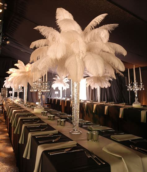 Feather Centrepieces And Glass Table Candelabra By Stressfreehire