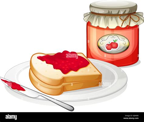 Illustration Of An Apple Jam With A Sandwich In The Plate On A White Background Stock Vector