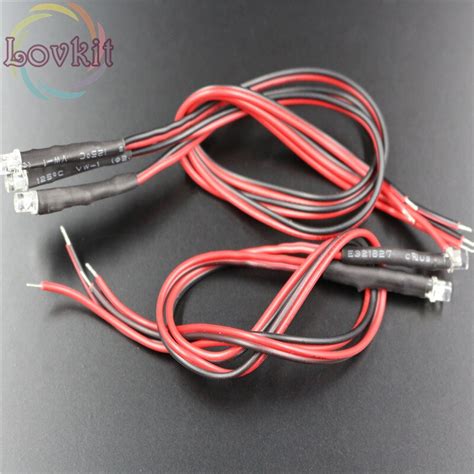 Pcs Mm Led V Pre Wired Resistor Dc Cm Flat Grandado