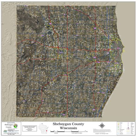 Sheboygan County Wisconsin 2022 Aerial Wall Map | Mapping Solutions