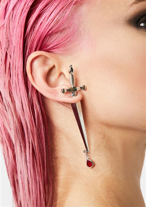 Chrome Magical Dagger Drop Earring Dolls Kill