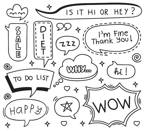 Premium Vector Cute Speech Bubble Doodle Set