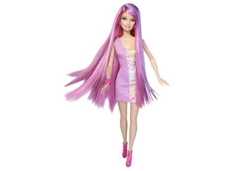 Barbie Cabelos Longos - Boneca Barbie Cabelos Longos Rosa com mecha Roxa Mattel com o Melhor ...