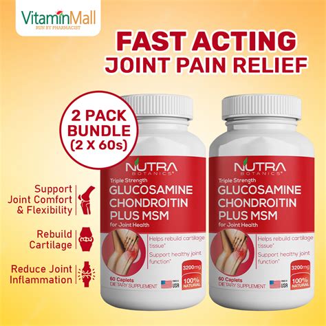 [twin Pack 2 X 60s] Glucosamine Chondroitin Msm Joint Supplement Arthritis Knee Pain Relief