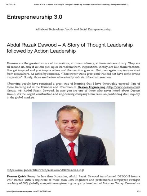 Abdul Razak Dawood A Story Of Thought Leadership Followed By Action