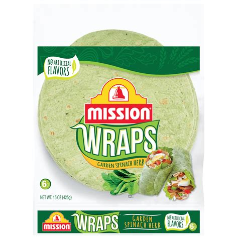 Mission Garden Spinach Herb Wraps 15 Oz 6 Count