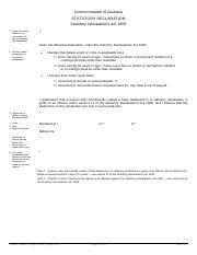 Statutorydeclaration Agedcare Pdf Commonwealth Of Australia STATUTORY