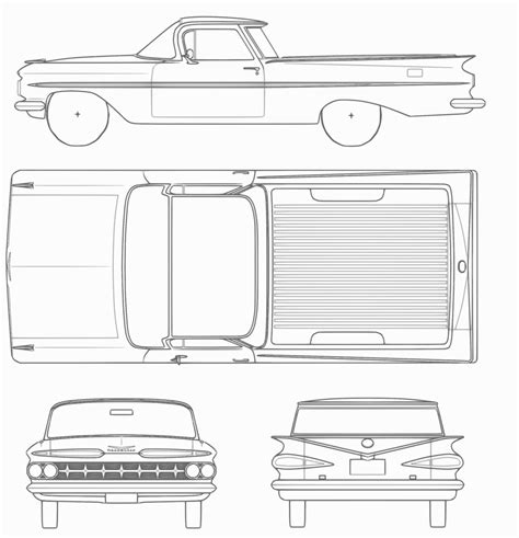 Chevrolet El Camino 1959 Blueprint Download Free Blueprint For 3d Modeling Vintage Cars 1950s