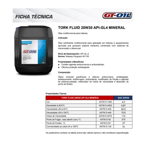 Na Lelokar Temos Gt Oil Tork Fluid 20w30 Thf Utto GT OIL Melhor