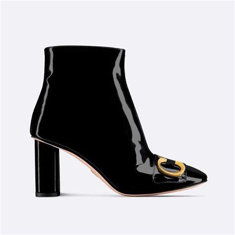 Dior Women Cest Dior Heeled Ankle Boot Black Patent Calfskin