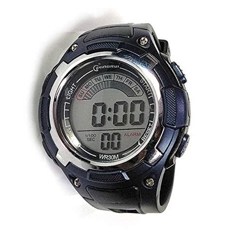 Run Tiger Navy Blue Dial Digital Mingrui Sports Watch With LED Light