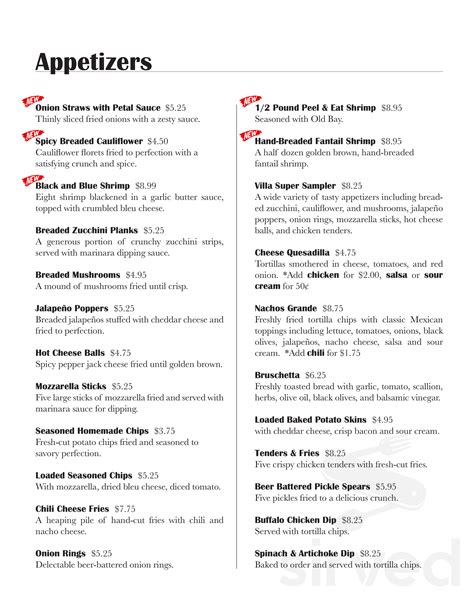 Villa Pub & Grill menus in Blairsville, Pennsylvania, United States