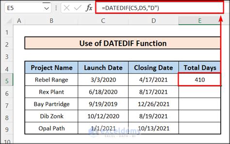 Excel Formula To Calculate Number Of Days Between Two Dates