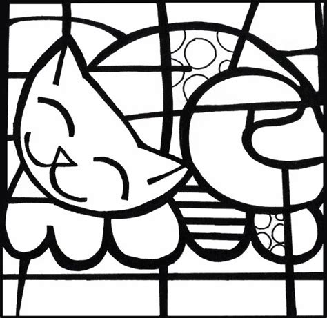 Desenho De Romero Britto Gatinho Para Colorir Tudodesenhos