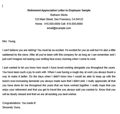 Free Retirement Letter Note Template With Samples Word