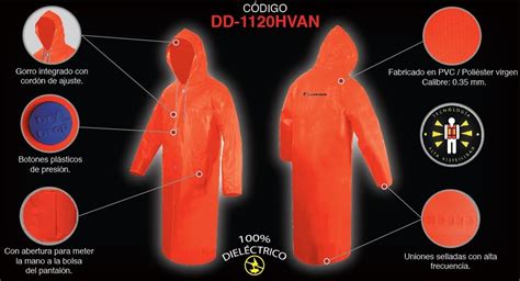 Gabardina Larga Impermeable Naranja Alta Visibilidad Jyrsa DD 1120HVAN