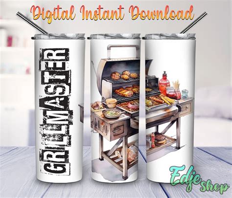 Bbq Grillmaster Oz Skinny Tumbler Sublimation Designs Bbq Etsy