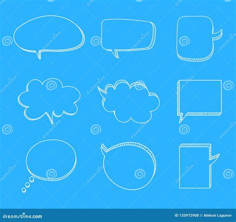 Vector Set Of Hand Drawn D Talk Bubbles White Chalk Drawings On Light