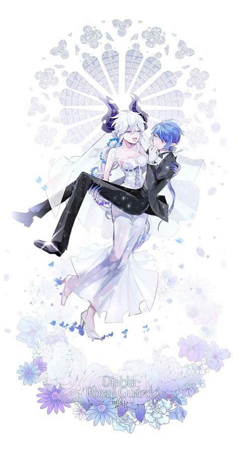 Two People Are Hugging In The Air With Blue Hair And White Dress While