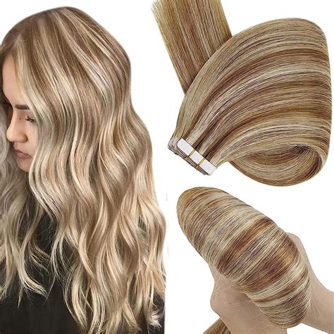 Amazon Hetto Remy Blonde Tape In Hair Extensions 6 Medium Brown