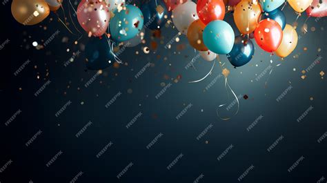 Premium AI Image | birthday background colorful balloons on the black background with copy space ...