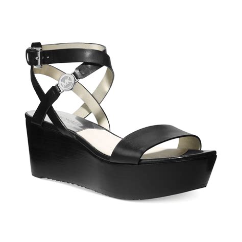 Lyst Michael Kors Michael Jalita Charm Platform Wedge Sandals In Black