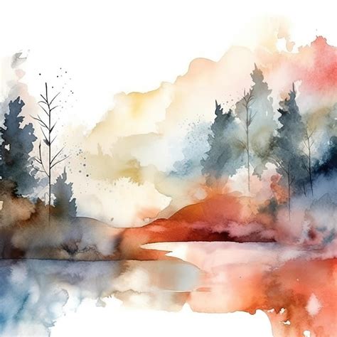 Premium Photo Abstract Watercolor Minimalist Landscape