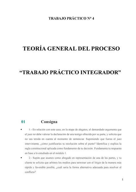 Tp Teoria General Del Proceso Ng Trabajo Pr Ctico N Teor A