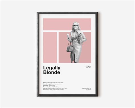 Legally Blonde Movie Poster Reese Witherspoon, Minimalist Movie Poster ...