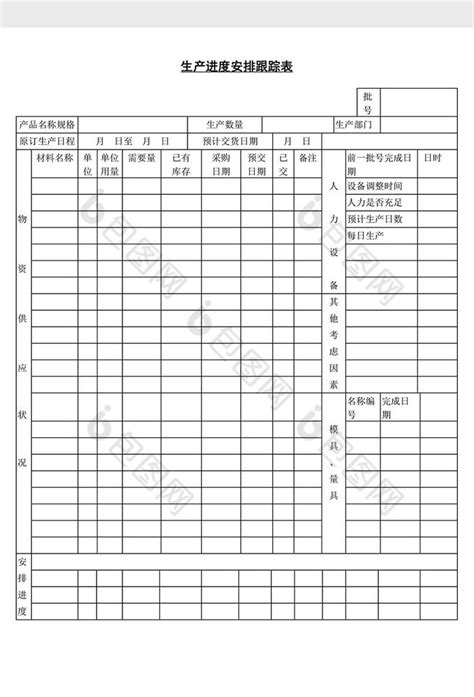 生产进度安排跟踪表word文档下载 包图网