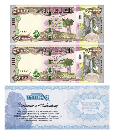 50000 Dinar Iraq 1 Banknote Unc Coa Usa Seller Ebay