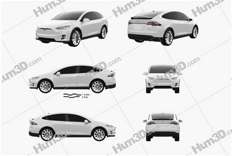 Tesla Model X 2018 Blueprint Template - 3DModels.org