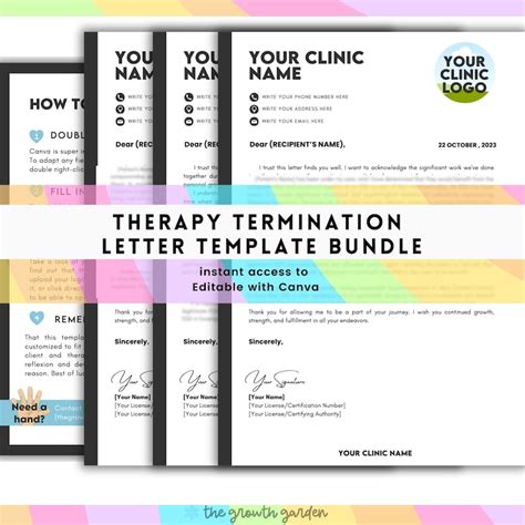 Therapy Termination Letter Bundle For Mental Health Professionals Tailored For 03 Types Of