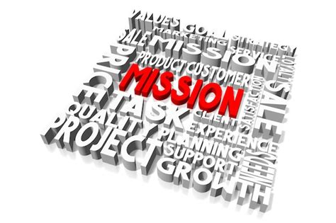 premium photo mission typographical concept white background