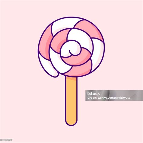 Lollipop Lucu Pada Tongkat Ilustrasi Clip Art Vektor Ilustrasi Clip Art