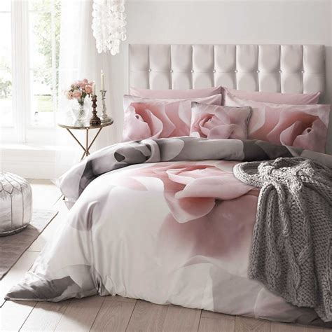 Porcelain Rose Floral Bedding And Pillowcase By Ted Baker In Pink Grey