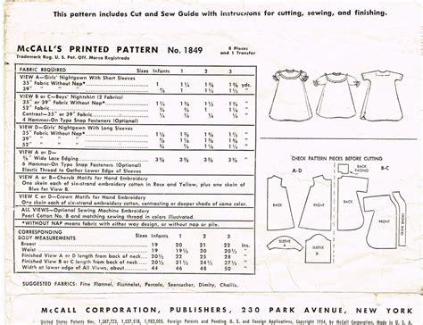 1950s Vintage McCall S Sewing Pattern 1849 Infant Twins Boy Girl Nighty