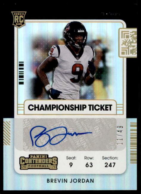 Brevin Jordan AU Rookie Card 2021 Panini Contenders Championship Ticket