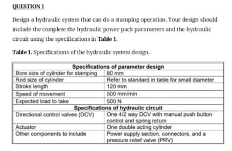 Solved QUESTION 1 Design a hydraulic system that can do a | Chegg.com