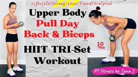 30 Minutes Upper Body Pull Day Back Biceps With One Kettlebell HIIT