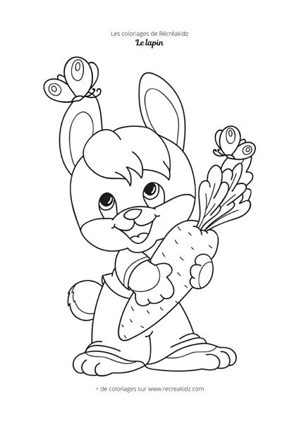 Coloriage Lapin Avec Carotte Dessin Colorier Imprimer En Pdf