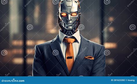 A Robot Wearing a Business Suit. Generative AI Stock Illustration - Illustration of cyborg ...