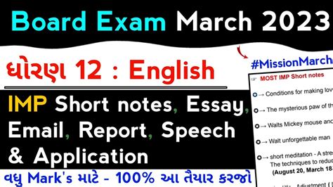 Std 12 English Imp Questions 2023 Imp Short Notes Essay Email