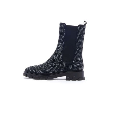 Michael Kors Chelsea Boots In Fabric With Rhinestones Woman Black Mascheroni Store